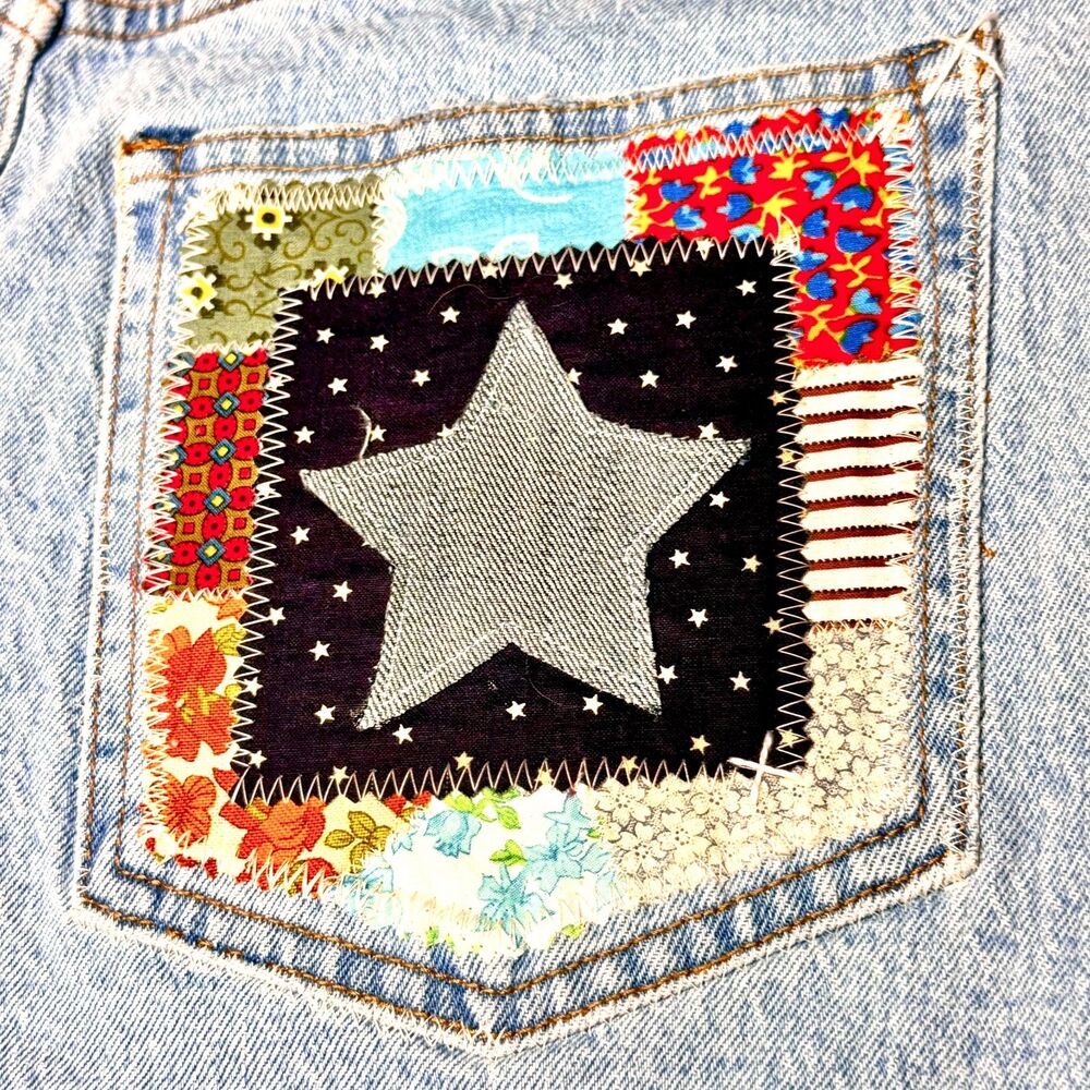 OOAK  Vintage Abercrombie & Fitch Patchwork Denim Shorts Sz32/14